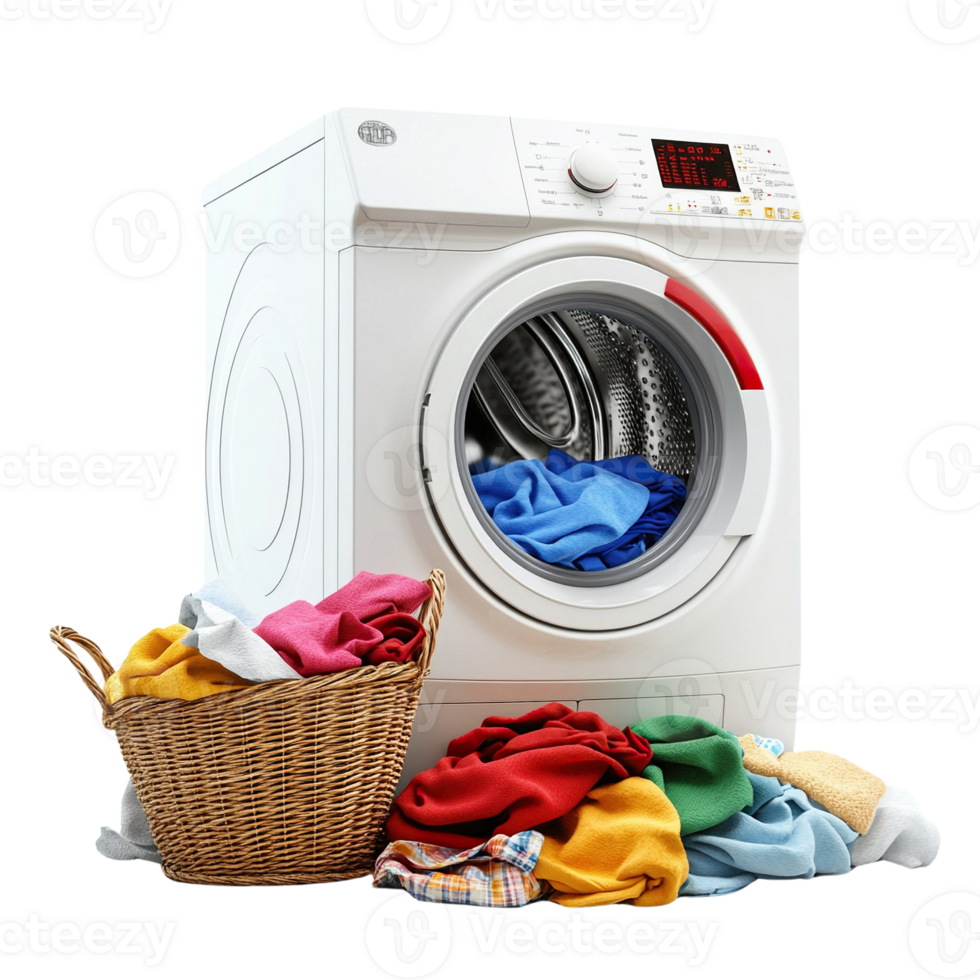 Front-Loading Washing Machine with Laundry png