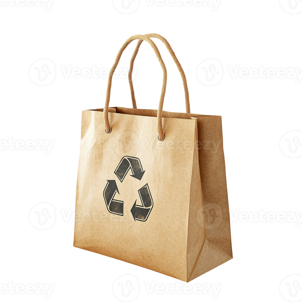 Eco-Friendly Paper Shopping Bag with Recycling Symbol png