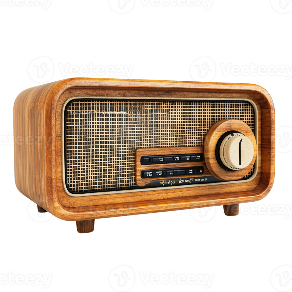 Vintage Wooden Radio with Classic Design png