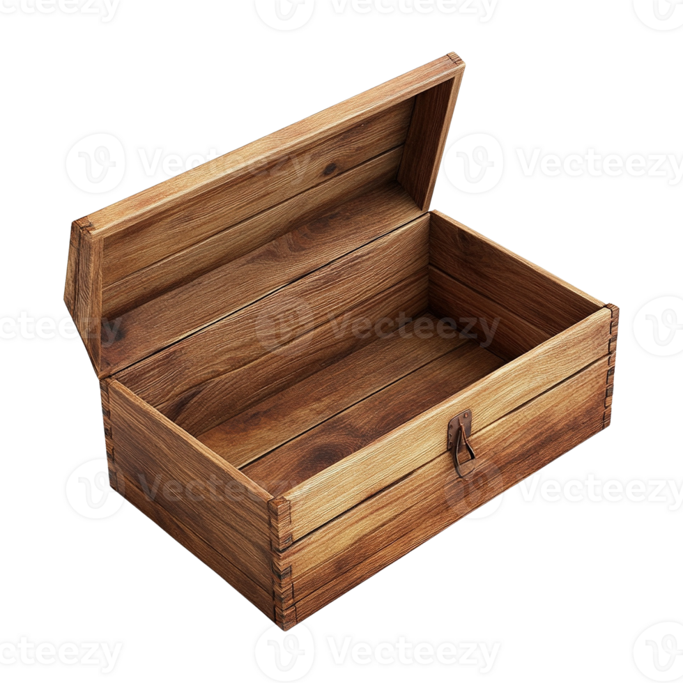 Open Wooden Box with Rustic Design png