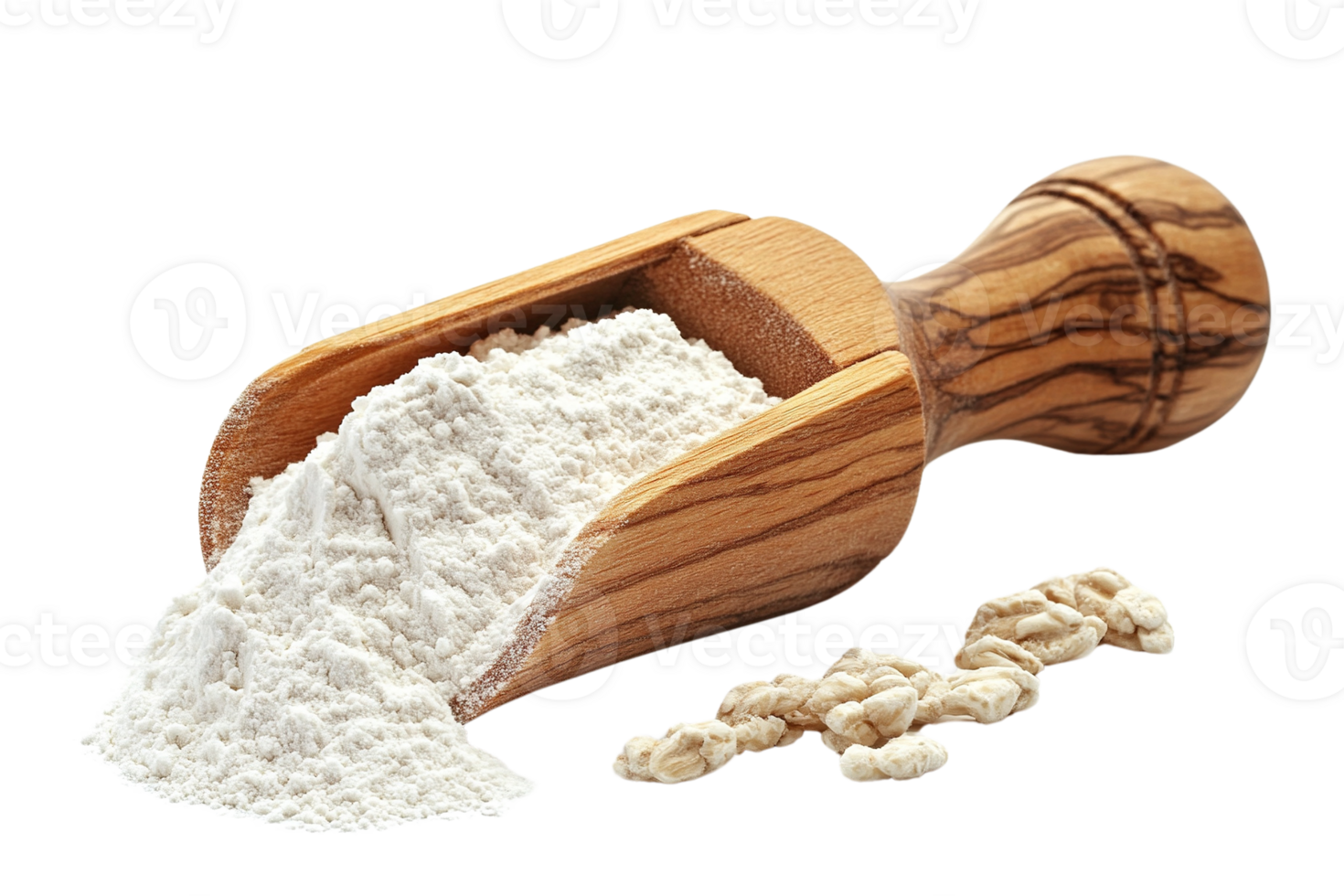 Wooden Scoop with Flour and Dough Pieces png