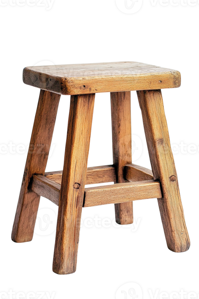 Rustic Wooden Stool with Square Seat png