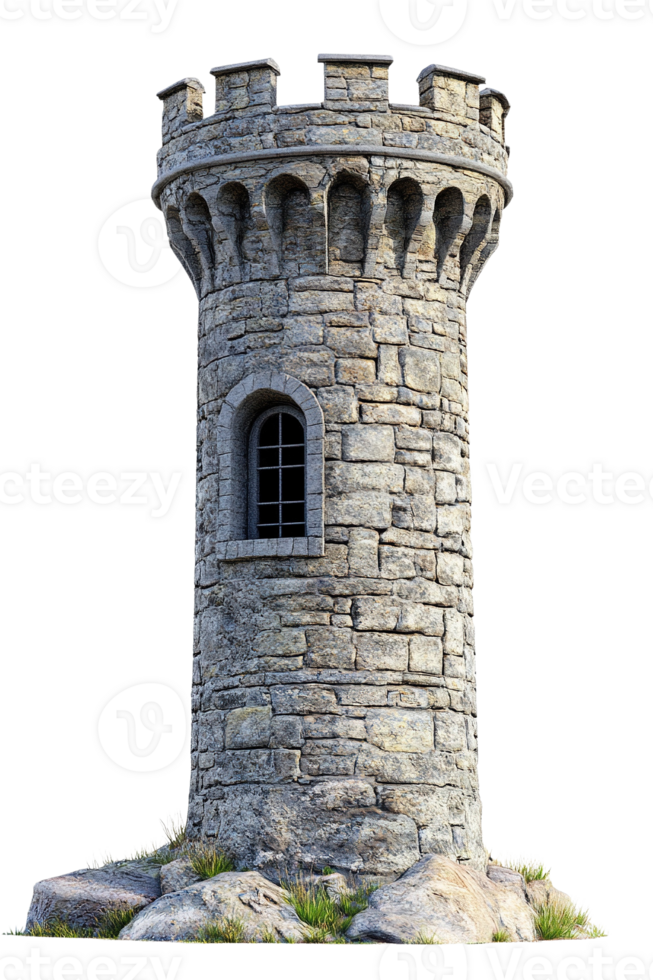 Medieval Stone Tower with Crenelated Top png