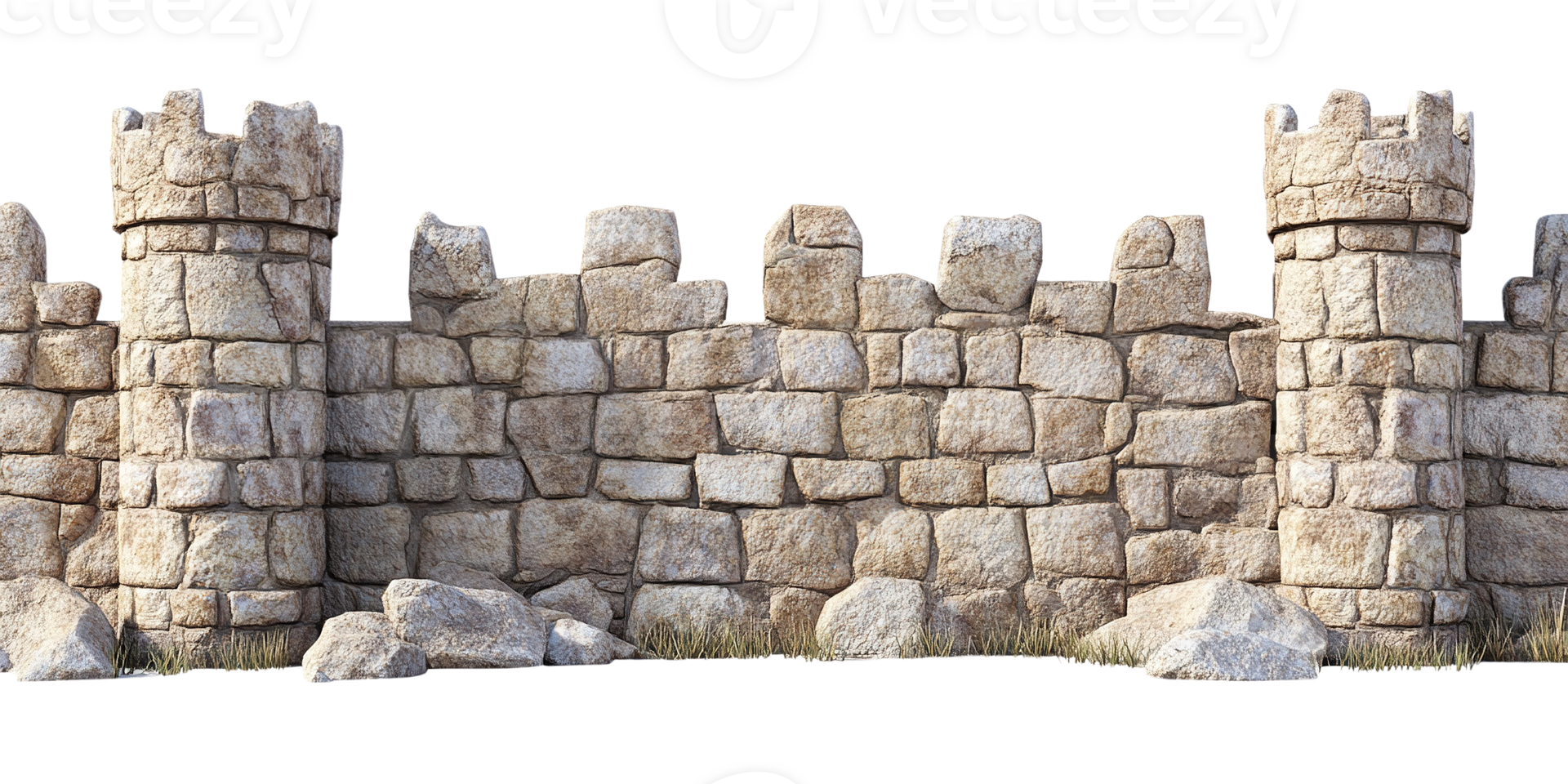 Medieval Stone Wall with Towers png