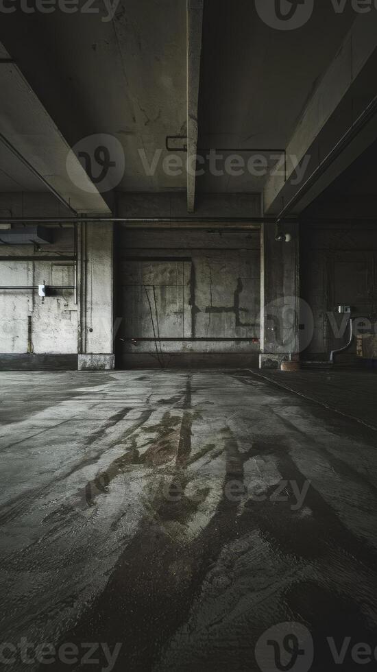 An empty, dark, empty room with a large window photo
