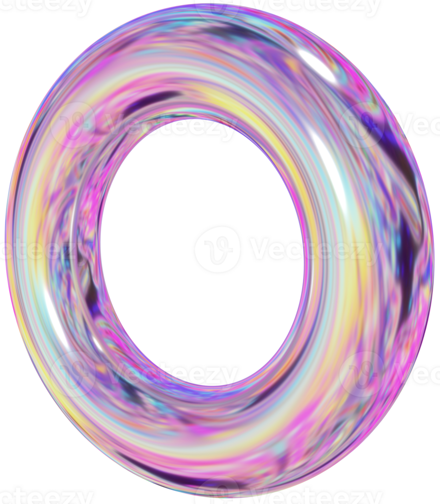 3d holographic torus shape, iridescent chrome fluid abstract form png