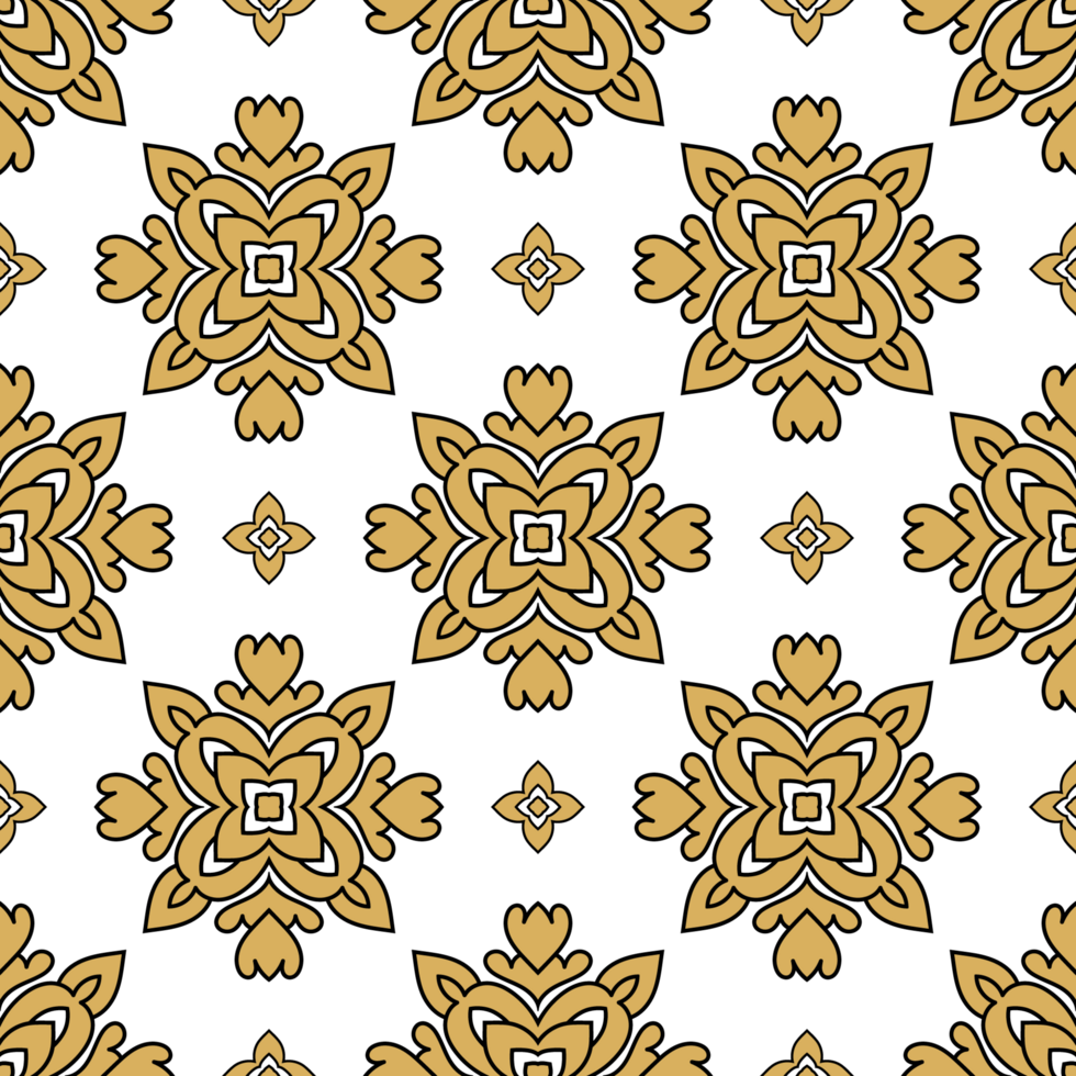 Vintage Ethnic Floral Damask Pattern Seamless Design. png