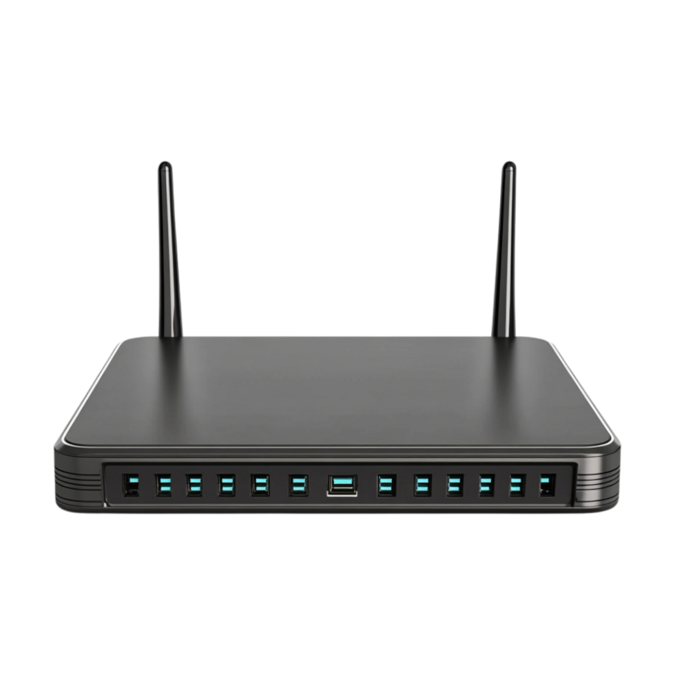 a router with two antennas on top of it png