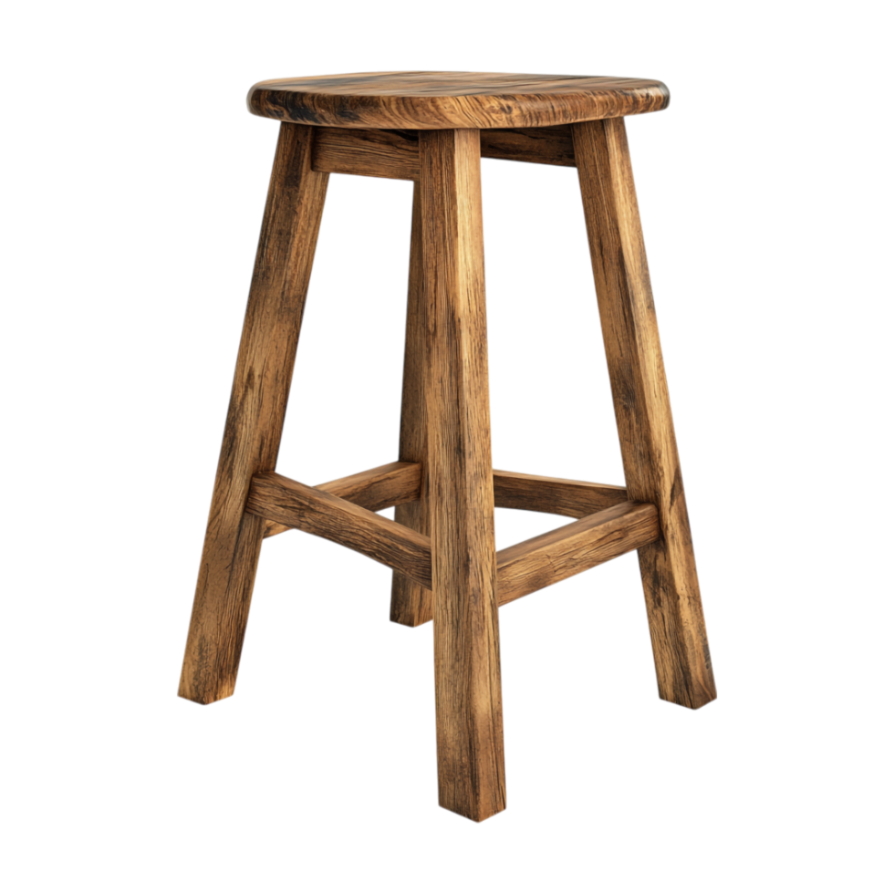 a stool with a wooden seat on a transparent background png