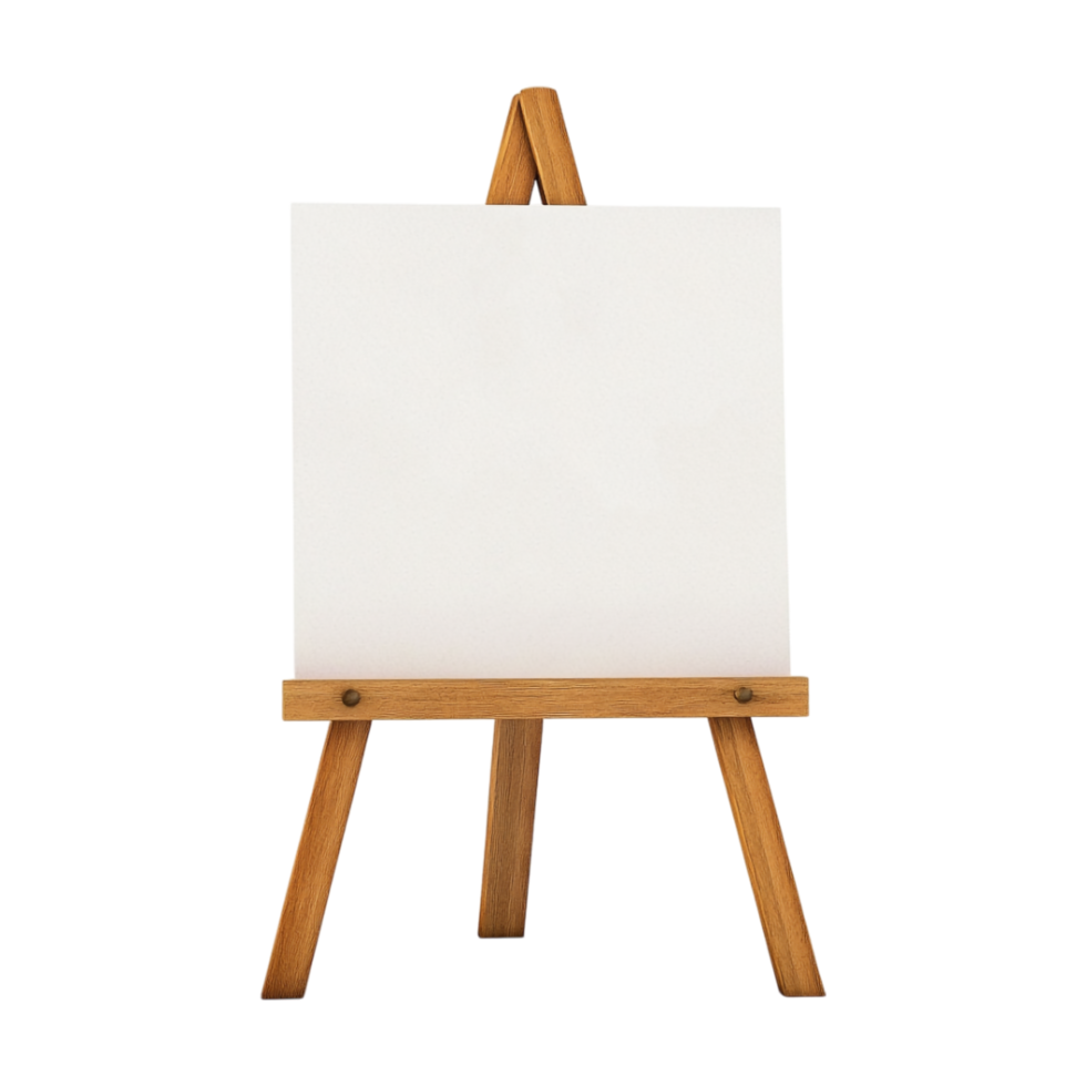 an easel with a blank canvas png