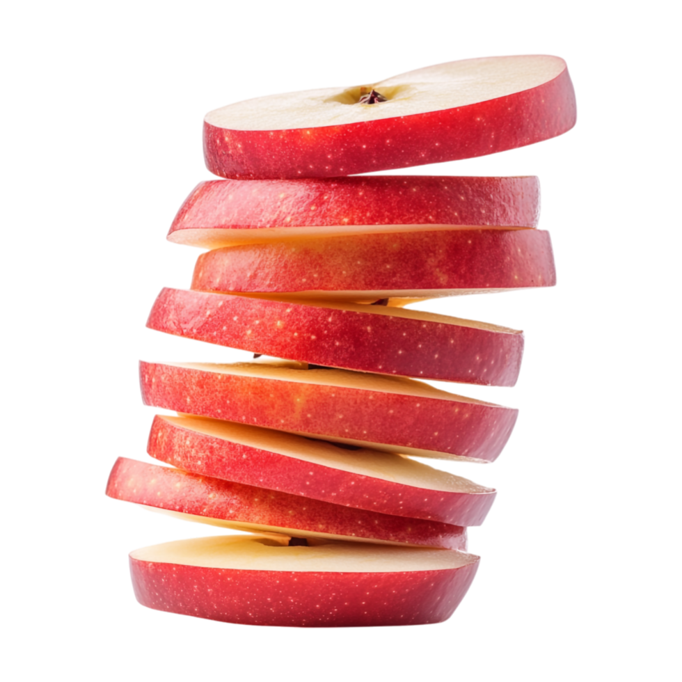 stack of sliced red apples on a transparent background png