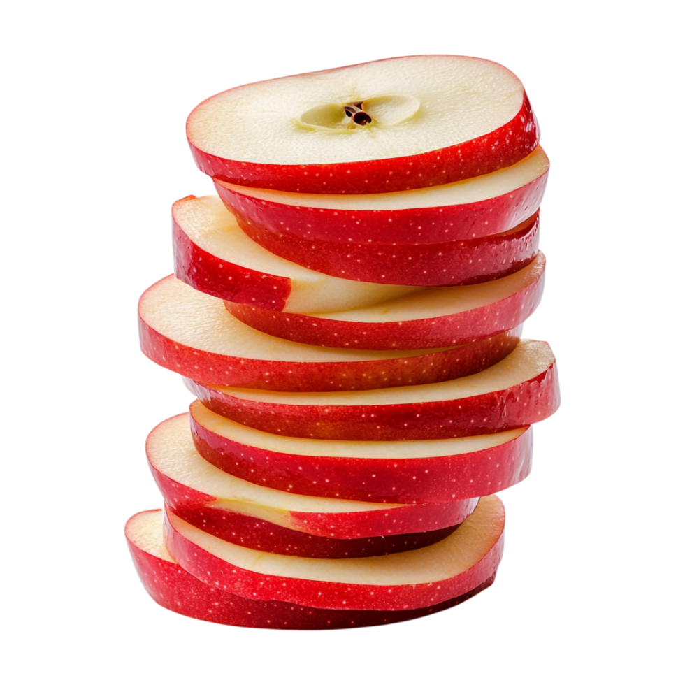 a stack of sliced red apples on a transparent background png