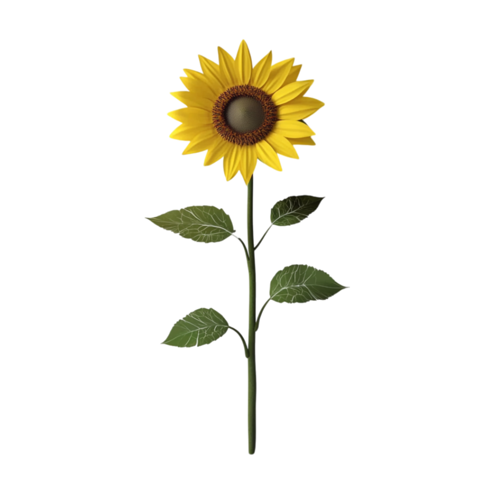 sunflower on a transparent background with leaves png
