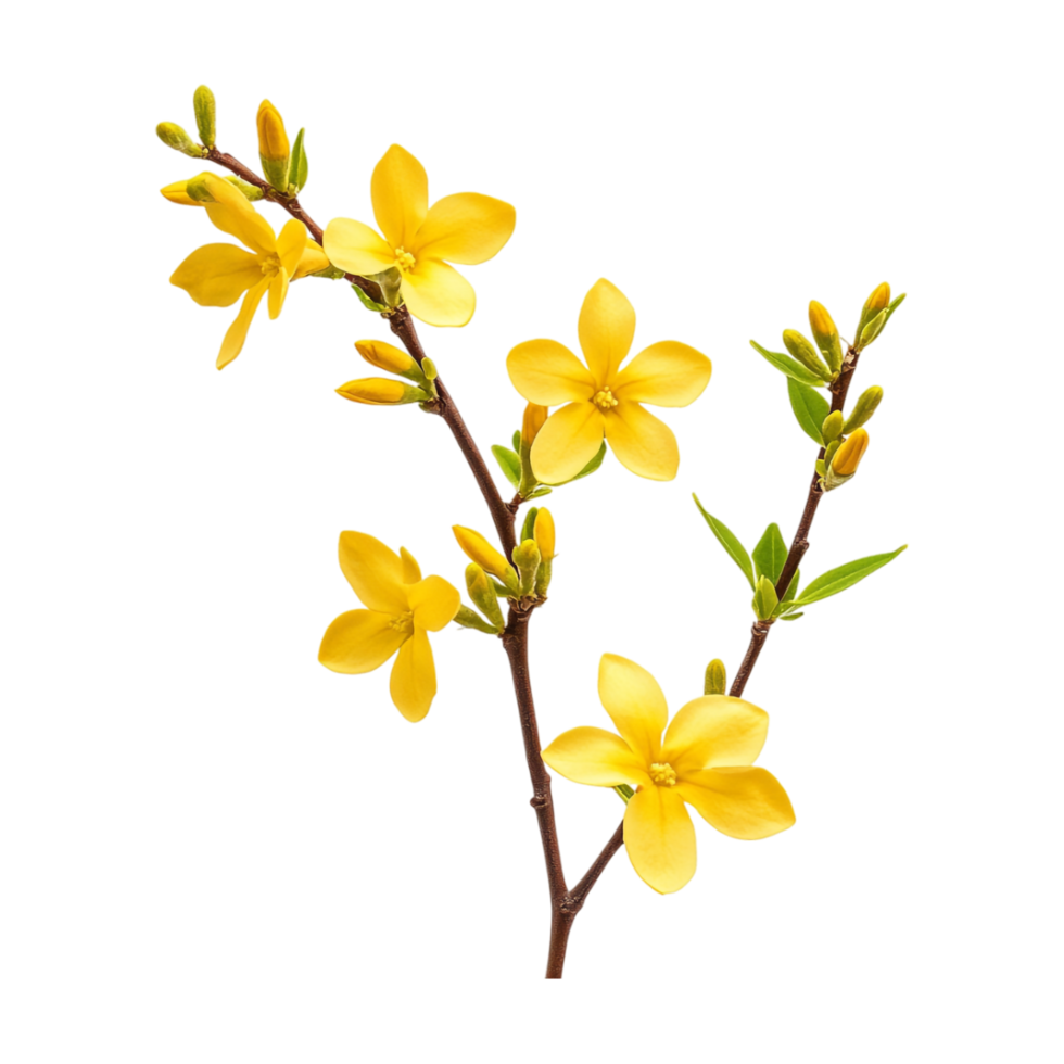 a beautiful yellow flowers on a branch with leaves png