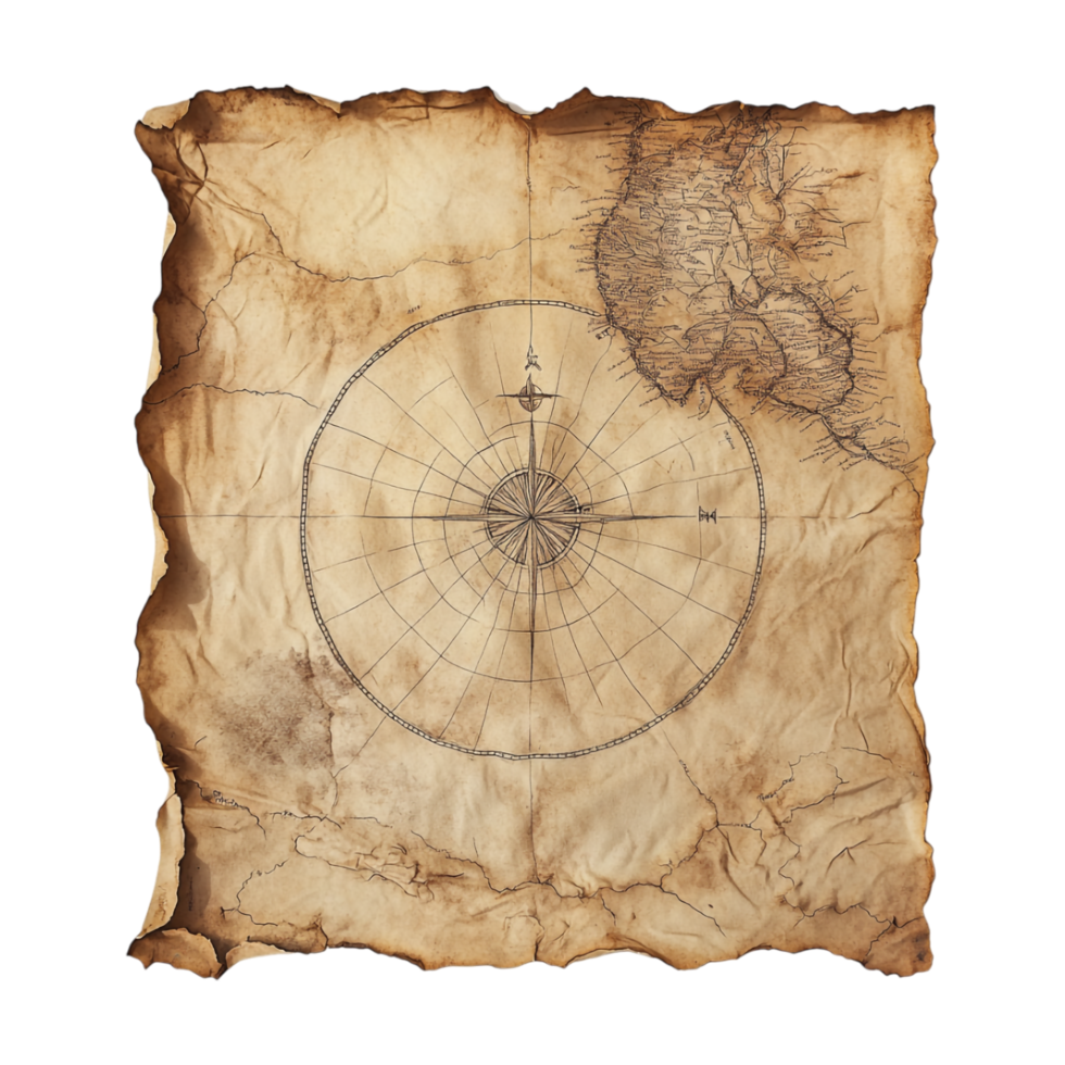 ancient map with compass on it png