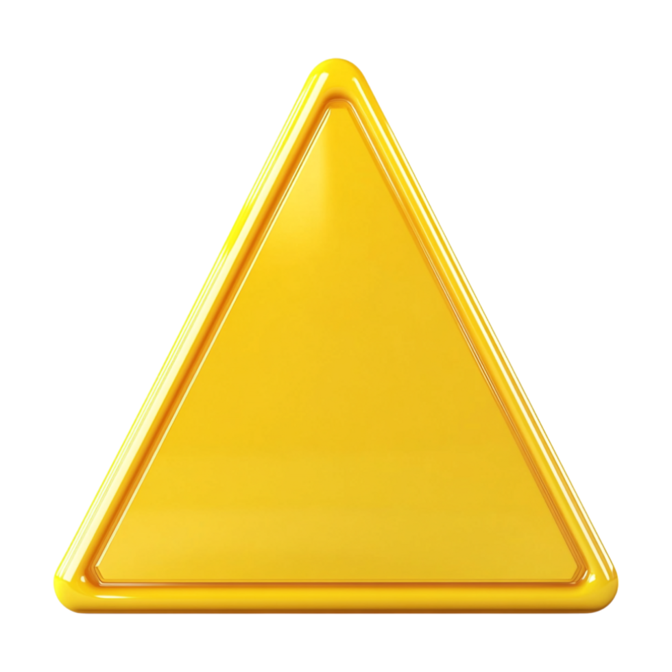 a yellow triangle shaped warning sign on a transparent background png