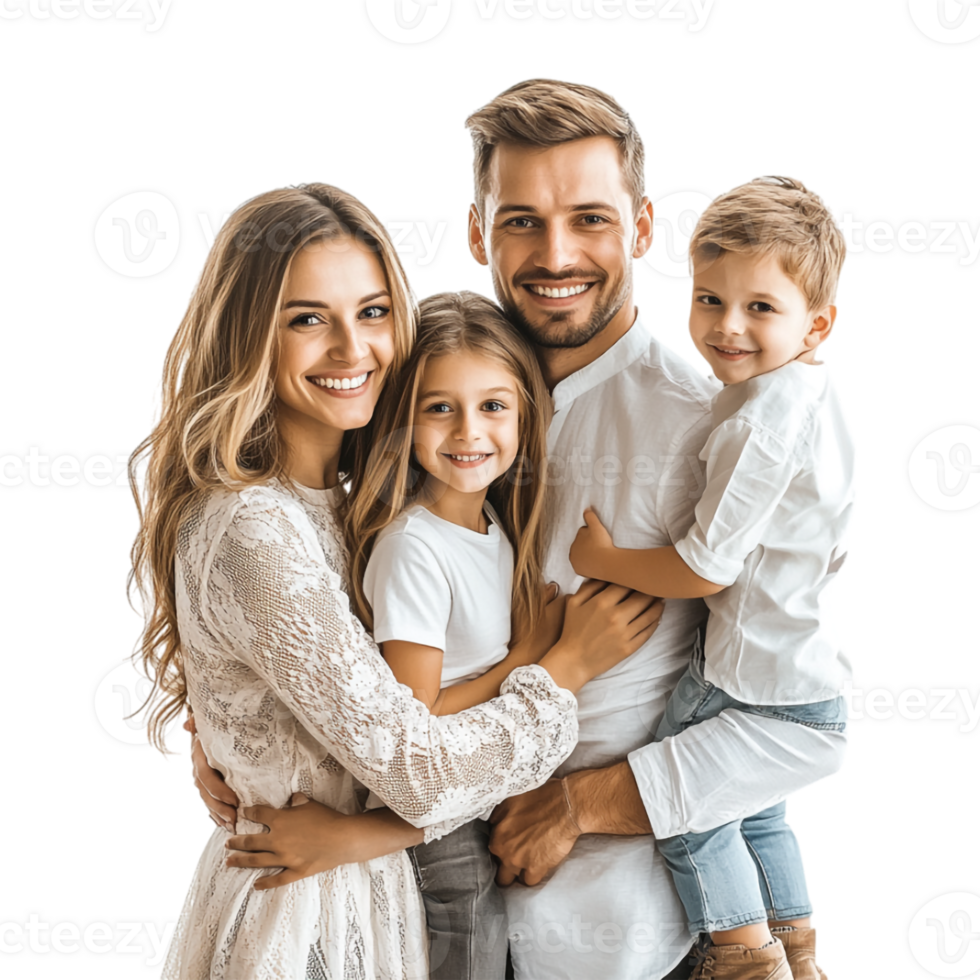 happy family with children on transparent background png