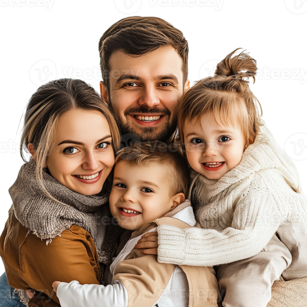 family with children on transparent background png