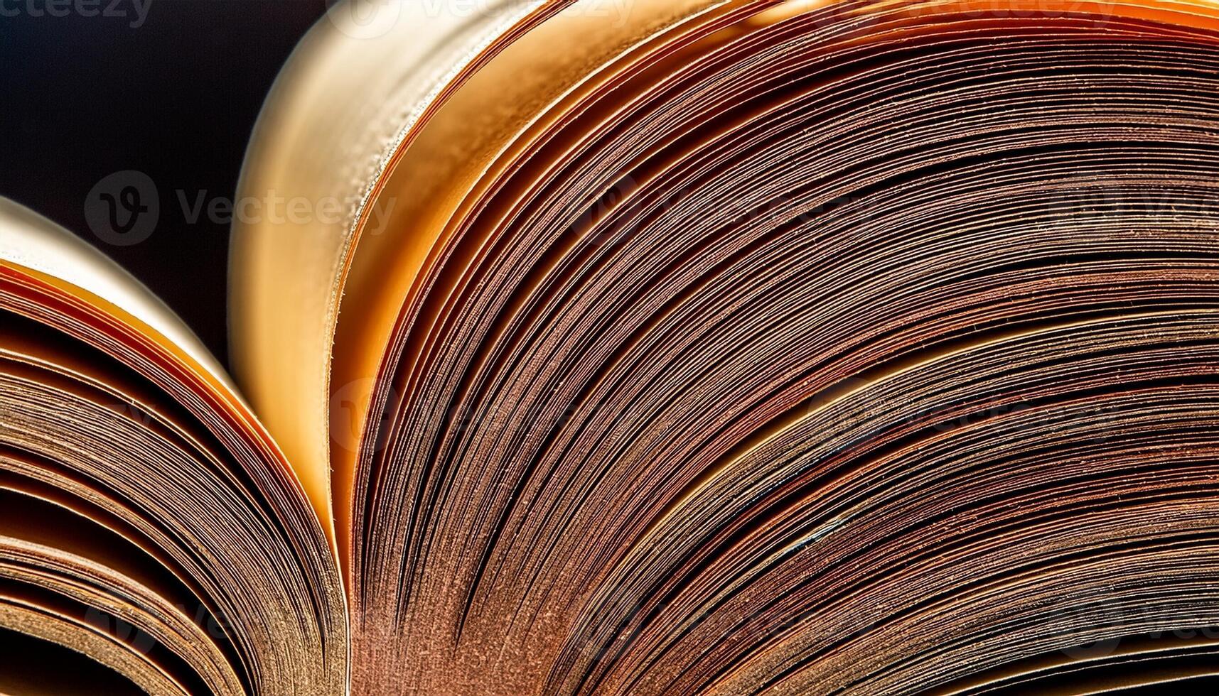 Close-up View of a Beautifully Bound Book Showcasing Its Intricate Pages and Gilded Edges in Warm Light photo