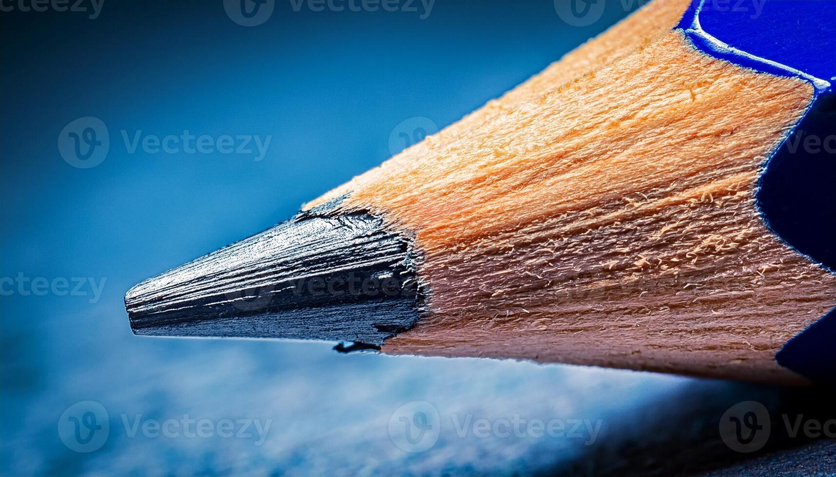 Close-up of a Sharpened Pencil Tip Resting on a Textured Surface With a Blue Casing Highlighting Fine Details and Craftsmanship photo