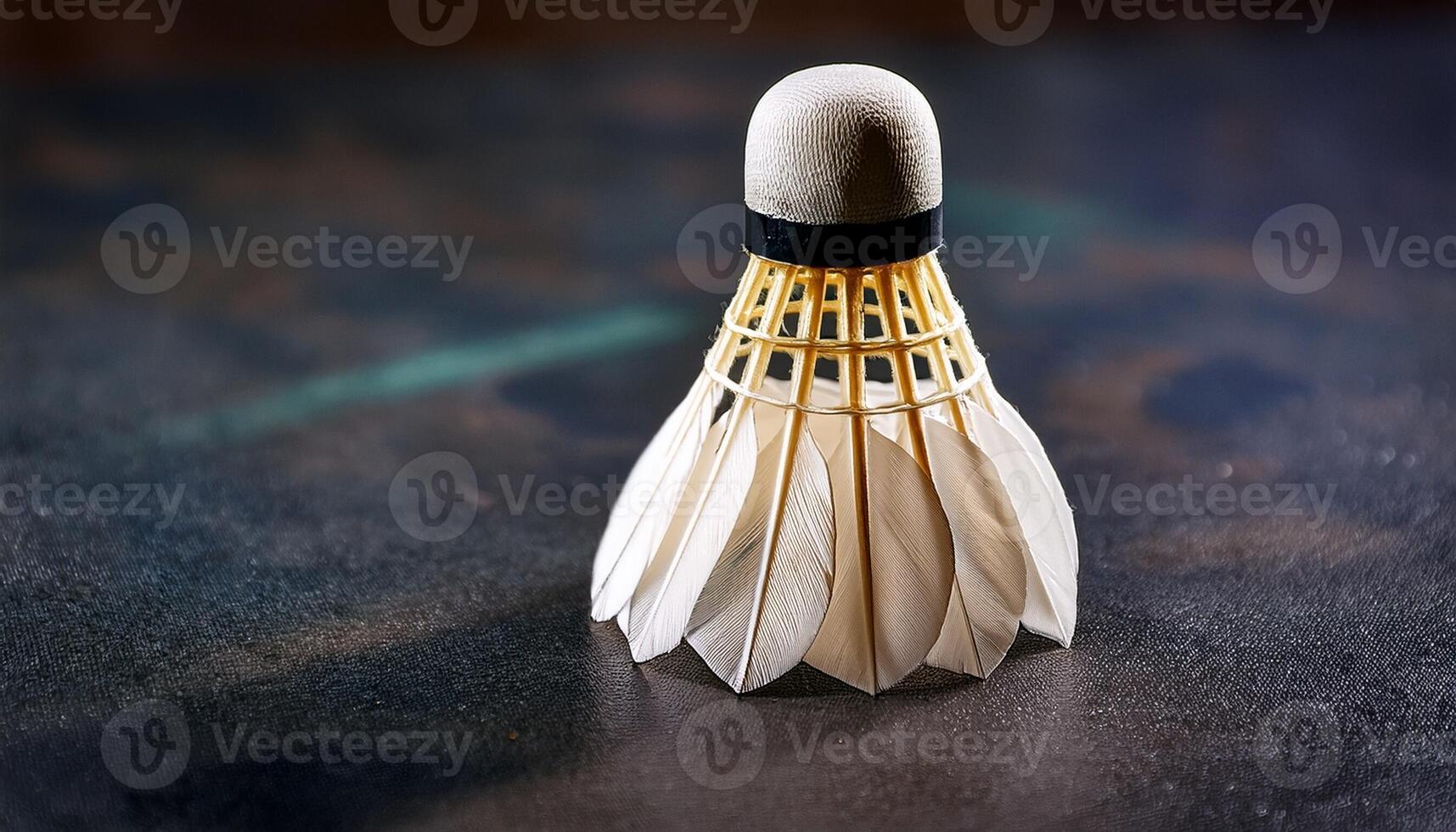 Shuttlecock on Dark Background Captures Essence of Badminton Sport and Its Intricate Design photo