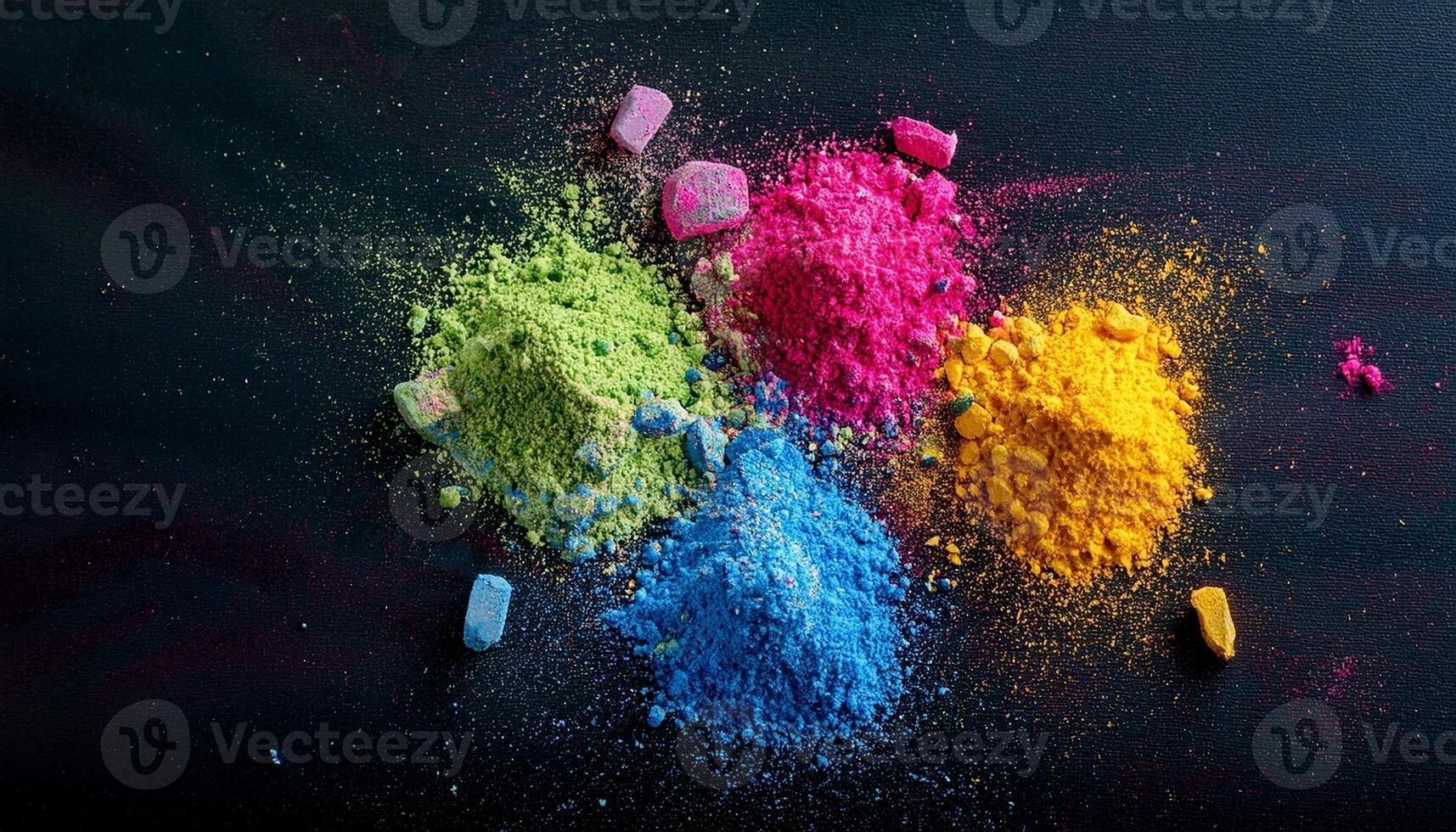Colorful Powdered Pigments Arranged in Vibrant Display Showcasing Artistic Materials and Tools for Creative Projects photo