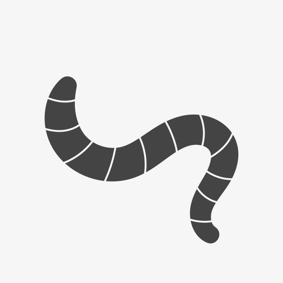 Worm Black Icon. Earthworm for fishing on white background vector