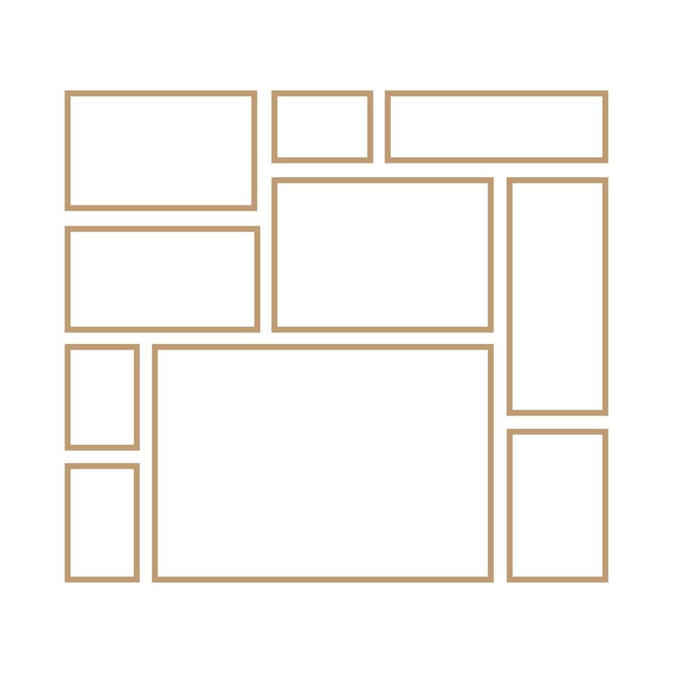Templates collage ten frames. Line square border layout. illustration vector