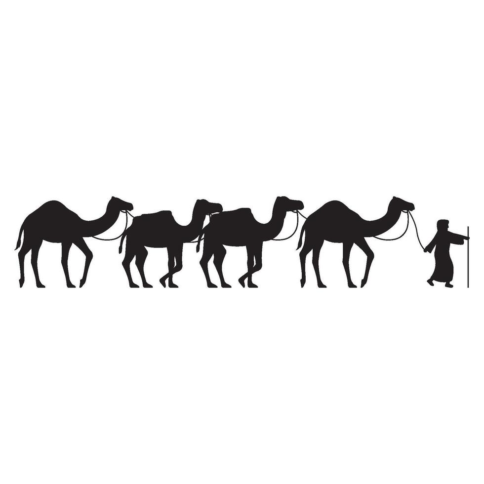 Camel rider on desert illustration vector