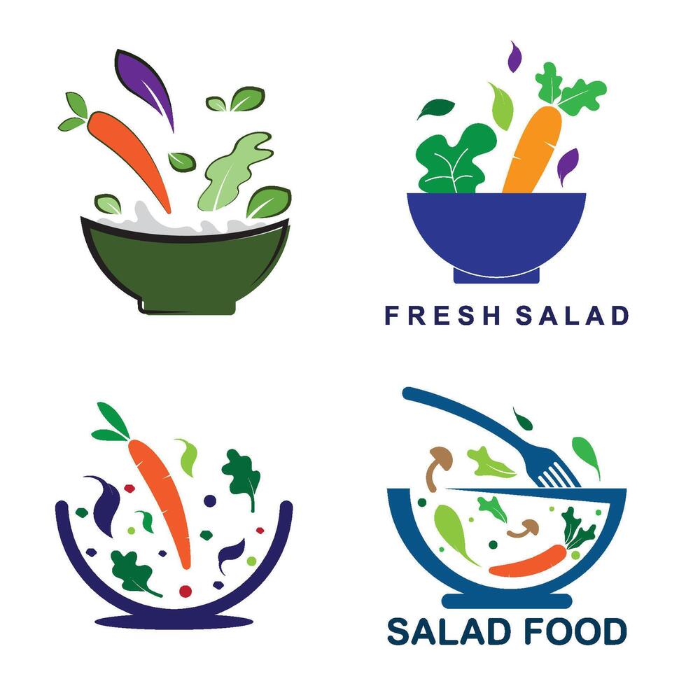 set salad food logo design vector