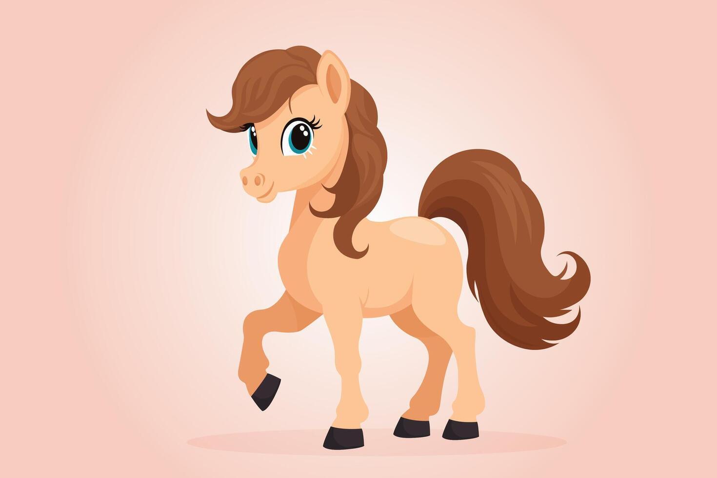 Flat Illustration of Cute Little Pony Isolated. vector