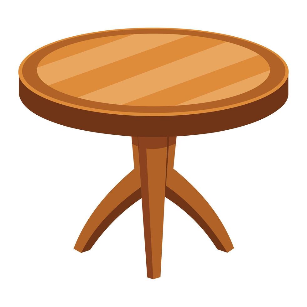 Natural Wood Round Table on White vector