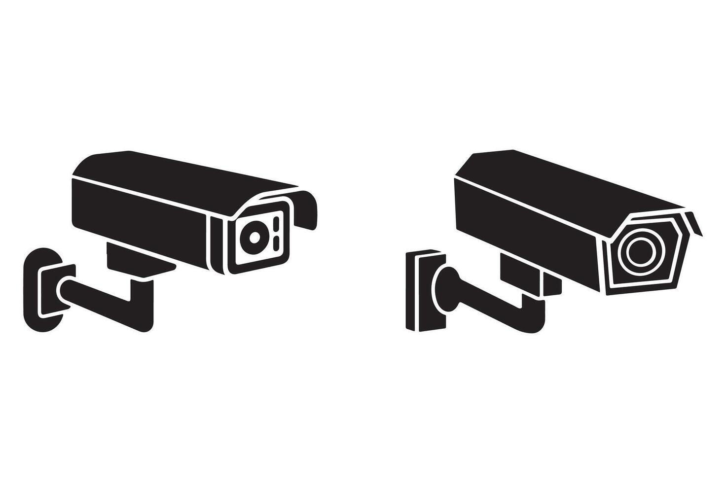 Silhouette security camera icons for safety and protection. vector