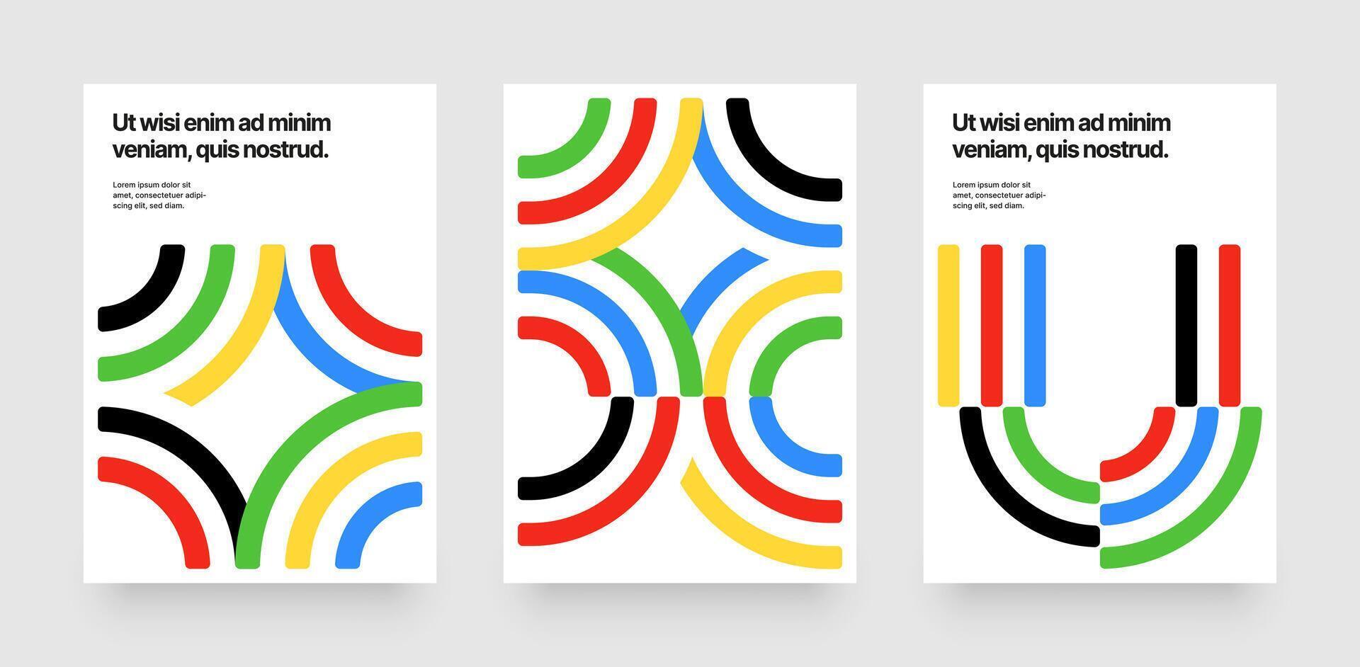 Template with abstract running track for championship, competition, or sports event. Colored lines design for poster, cover or background. vector