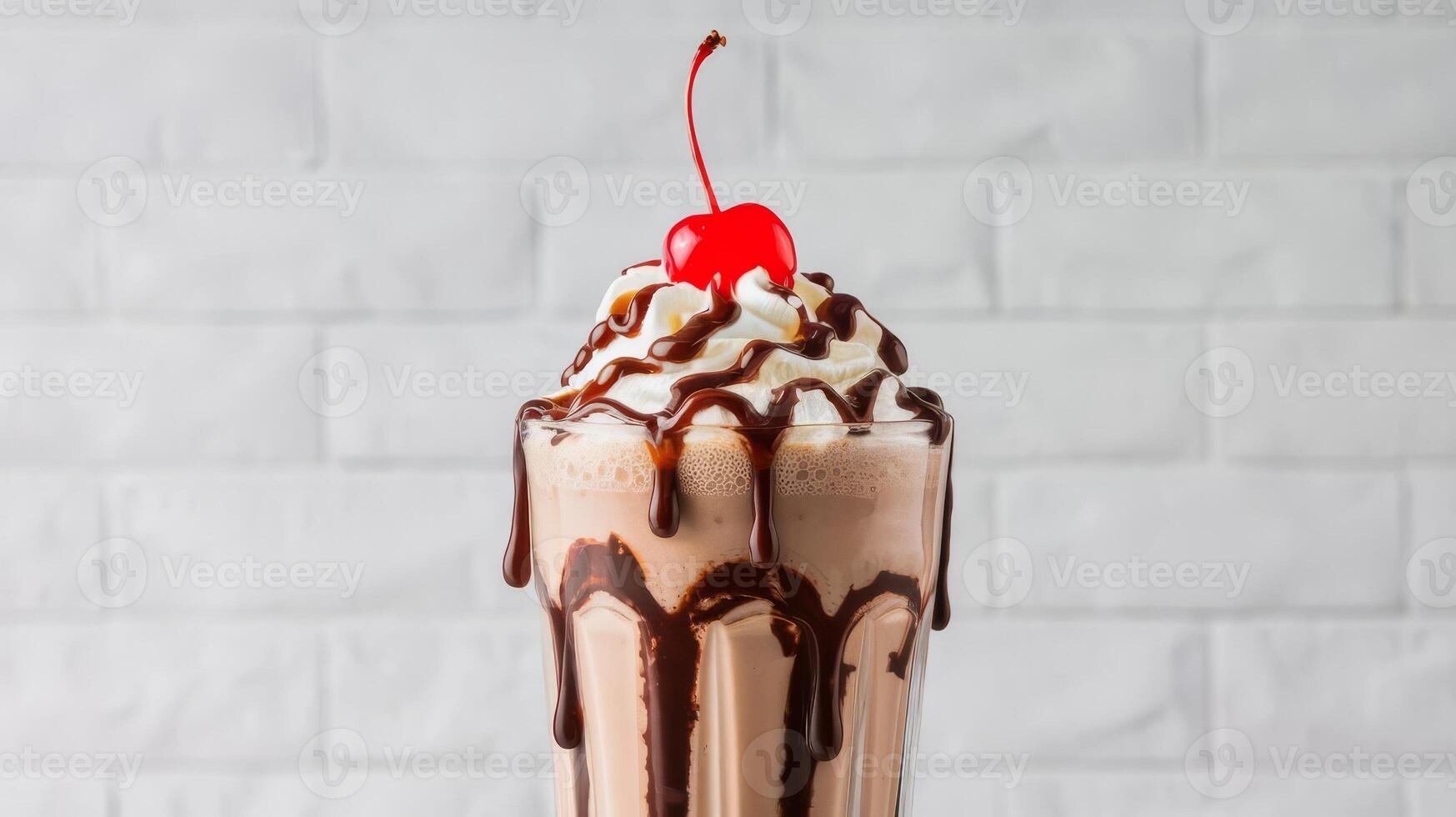 A milkshake with chocolate and whipped cream photo