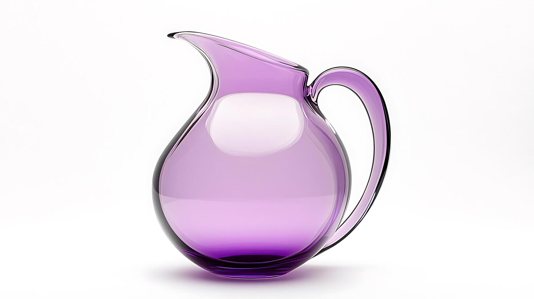 A purple glass pitcher with a handle on a white background photo