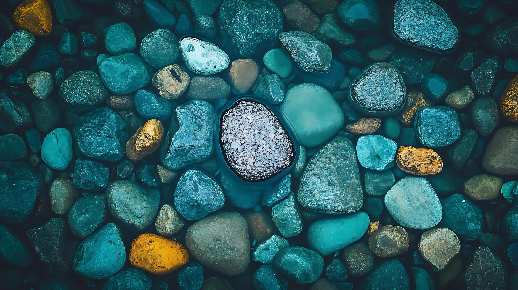 Rocks and pebbles in the water photo
