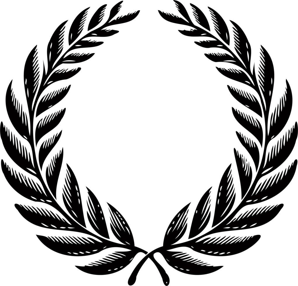 Simple line drawing. Gold laurel wreath icon isolated. Laurel wreath icon. Decorative Elements Of Plants png