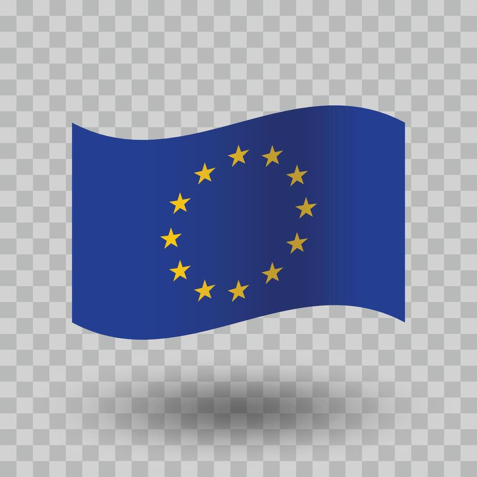 European Union wavy flag. Flag of EU symbol icon vector