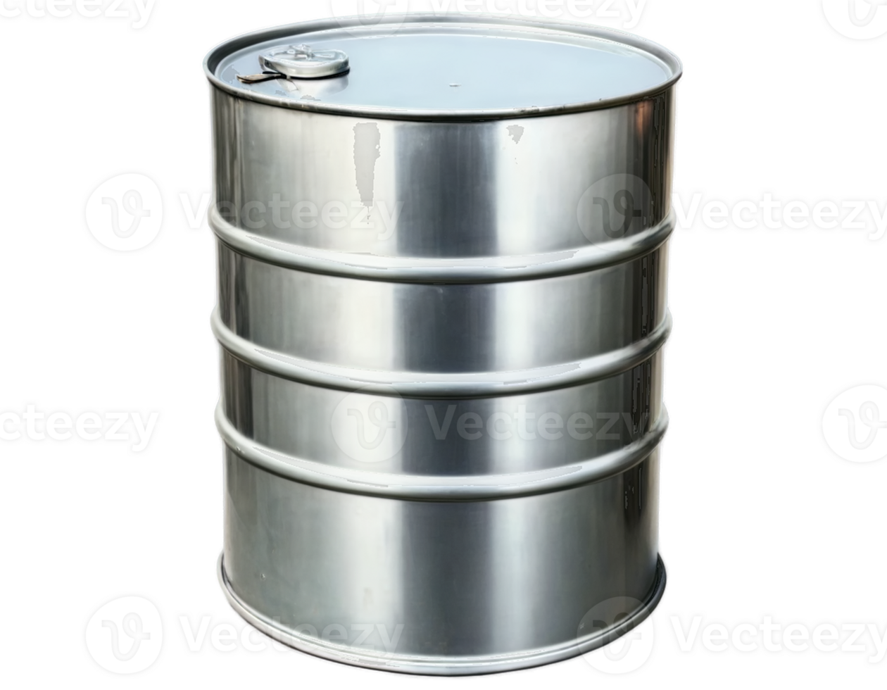 silver industrial oil drum isolated on transparent background - generated by ai png