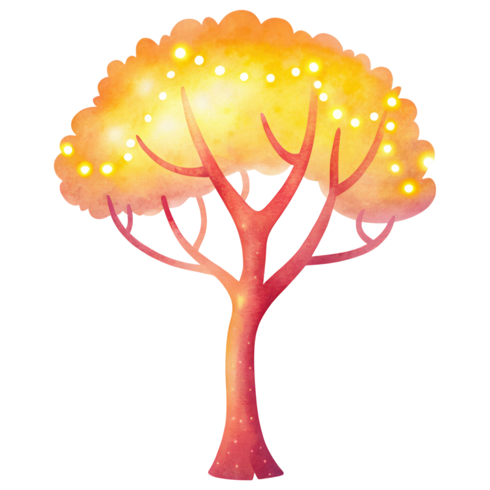 Vibrant illustration of a glowing tree with a colorful design. png