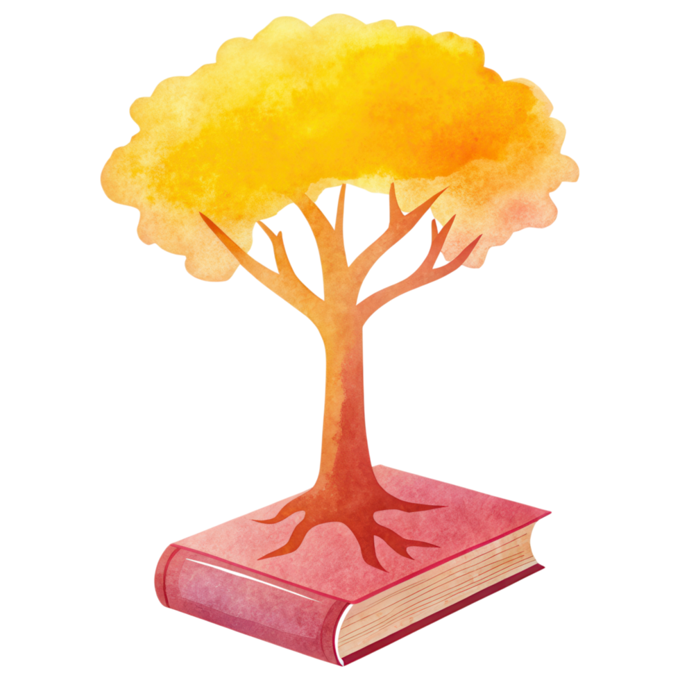 tree with a book resting on its roots. png