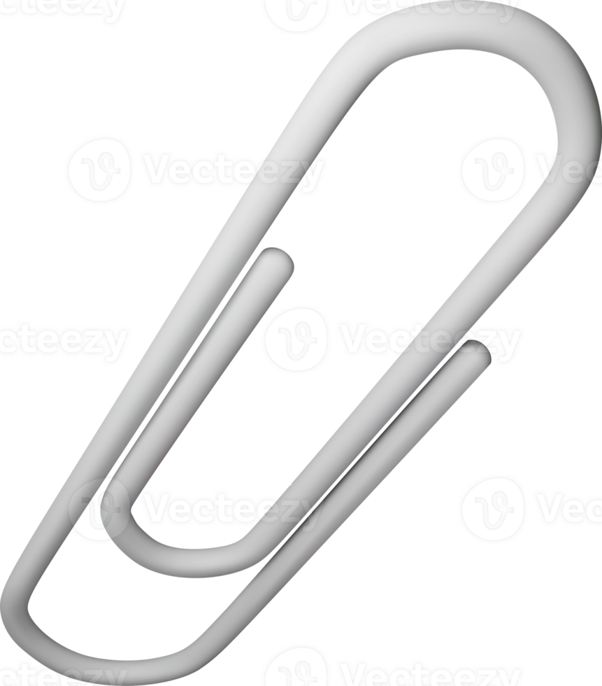 3D white paper clips sign png