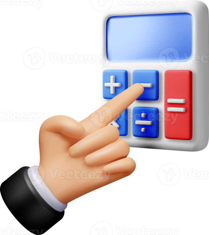 3D modern calculator in hand icon png