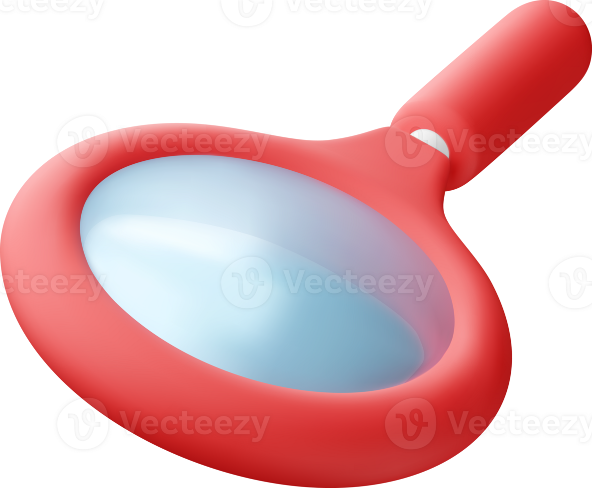 3D red magnifying glass sign png