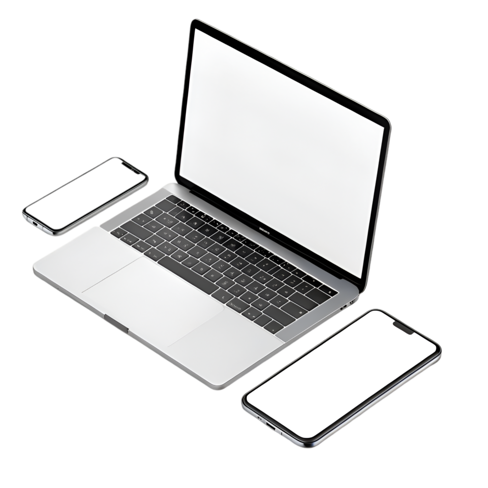 Modern Laptop and Smartphone Devices with Blank Screens. Ideal for Technology, Business, and Digital Lifestyle Themes. Showcase Your Idea png