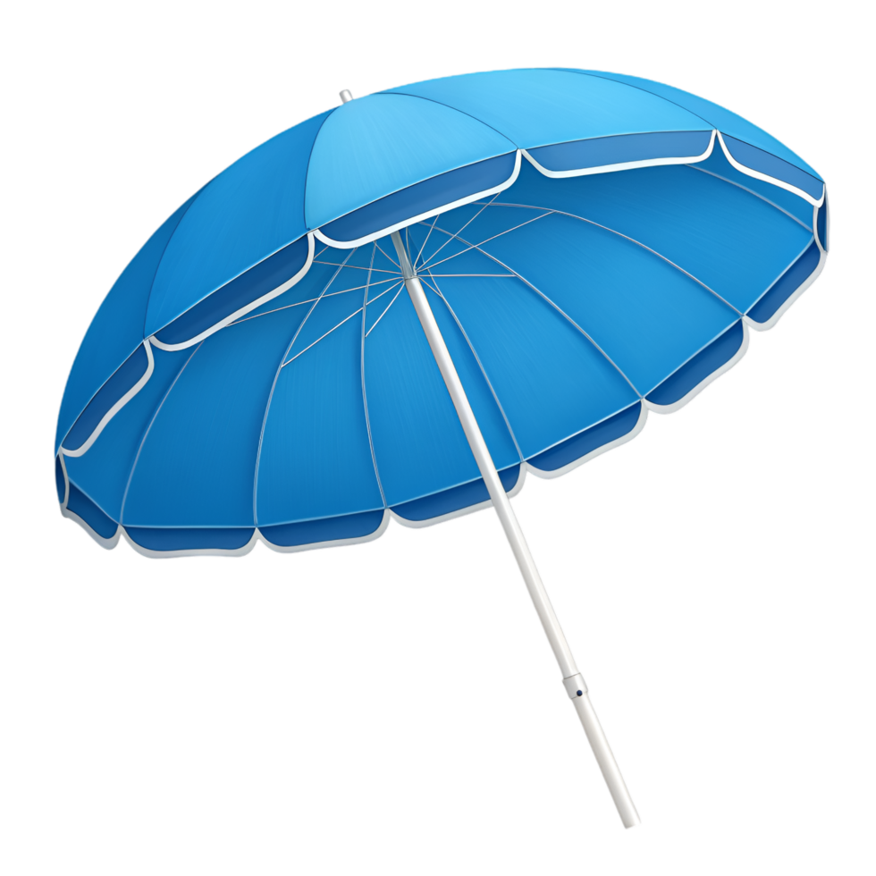 Bright Blue Beach Umbrella with White Trim. Perfect for Sun Protection, Outdoor Relaxation, and Summer Fun. Enjoy Your Time by the Sea png