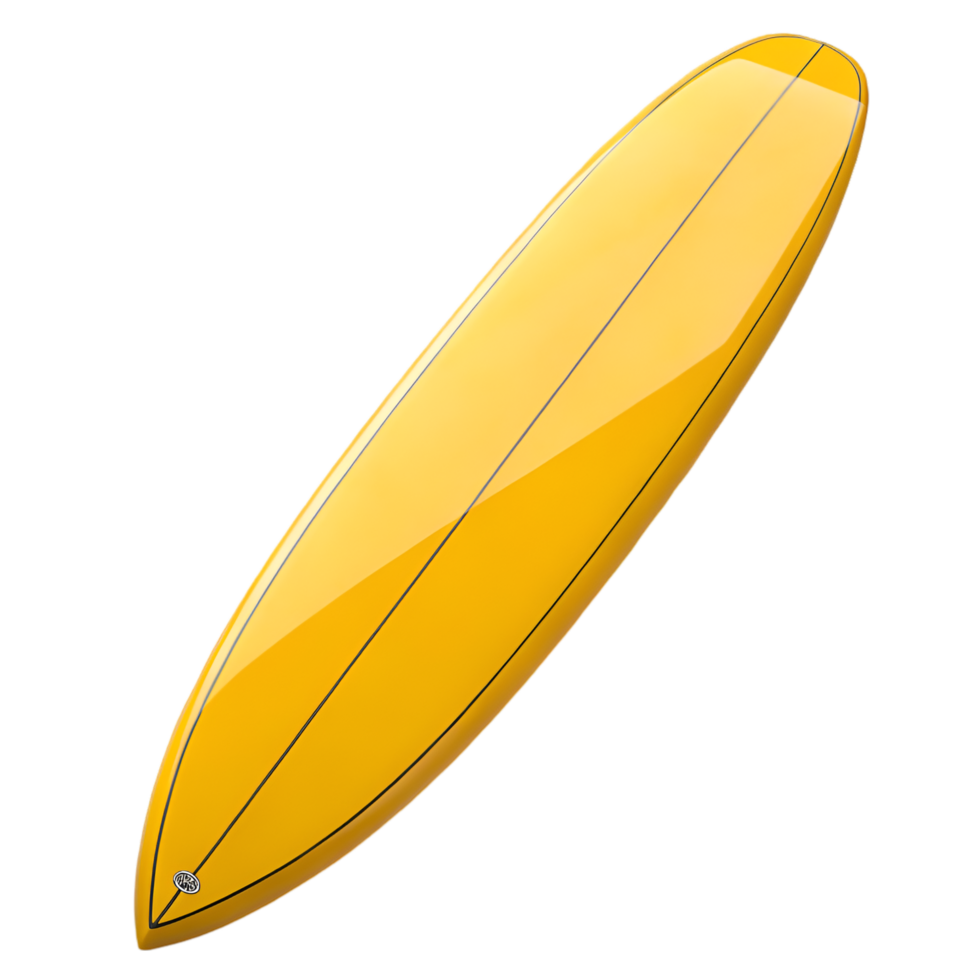 Bright Yellow Surfboard for Beach Enthusiasts and Water Sports Lovers. Perfect for Surfing Adventures, Coastal Decor, and Summer Vibes. Ride the Waves in Style png