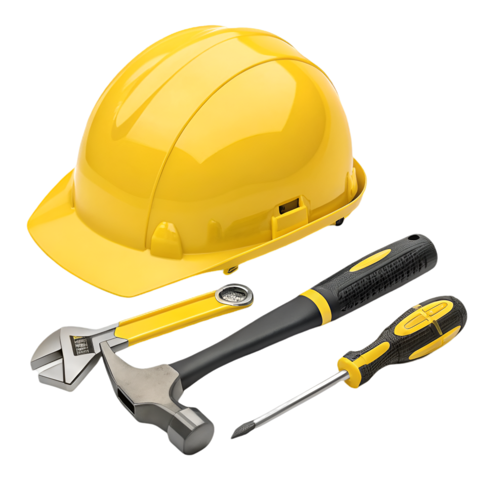 Durable Tool Set with Safety Helmet for Construction Work png