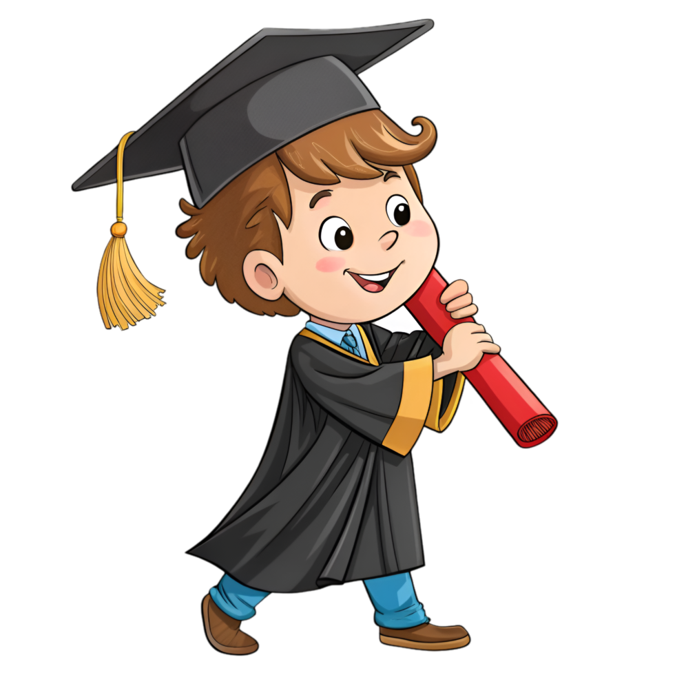 Happy Graduate Boy with Diploma and Cap png